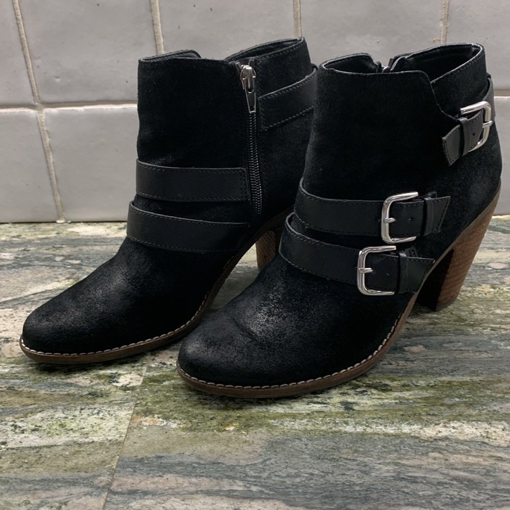 Black suede booties size 7